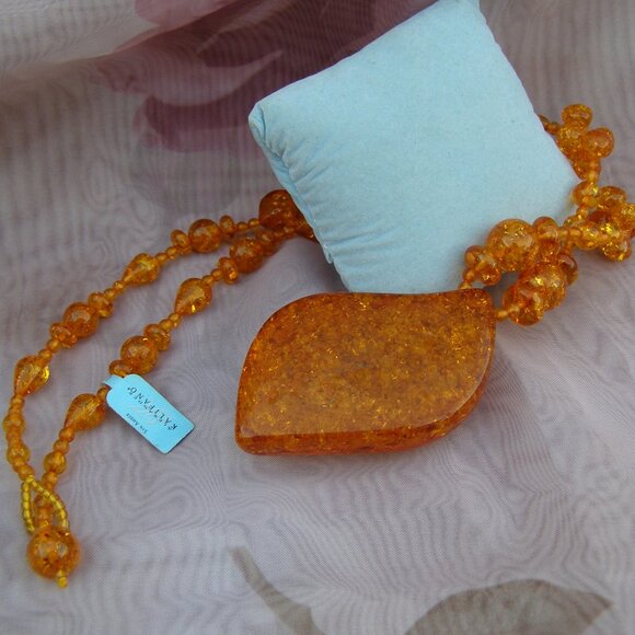 🦂 NEW Alexander Kalifano Syn Amber Necklace Fossilized Scorpion - Picture 4 of 11